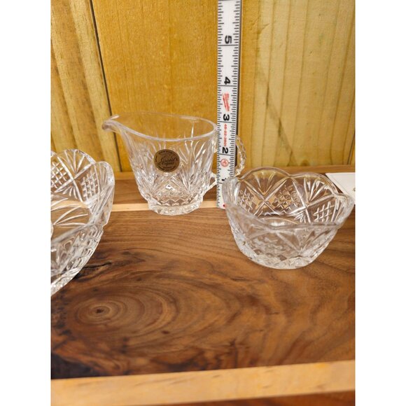 Vintage Godinger Crystal Serving Set With Bowl Creamer & Sugar Dish - Picture 5 of 12